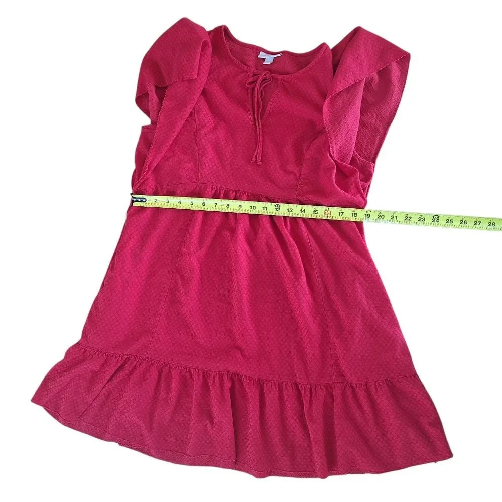 Knox Rose Dress Red Ruffle Dress with Pockets Cottagecore Relaxed Fit size Large